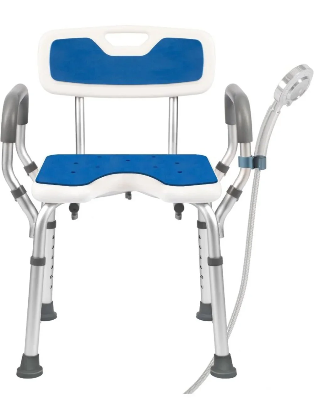 Heavy Duty Shower Chair with Arms & Back, 330lbs Capacity, Tool-Free Assembly